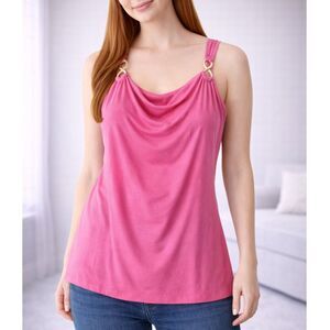 Ellen Tracy Pink Sleeveless Cowl Neck Career Top